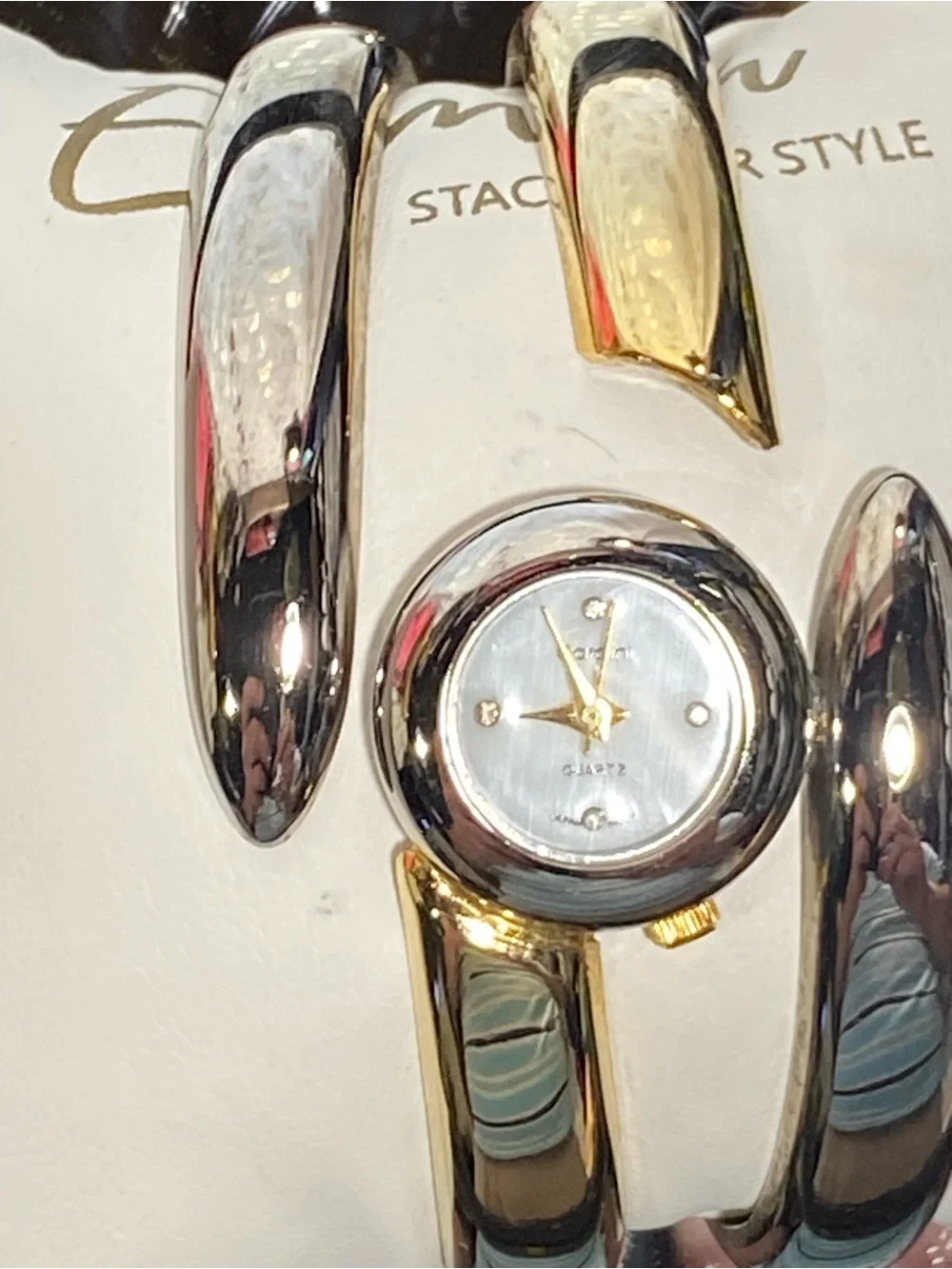 2 Rose Gold Style Cuff Watches for Women - Sleek Openwork Bracelet